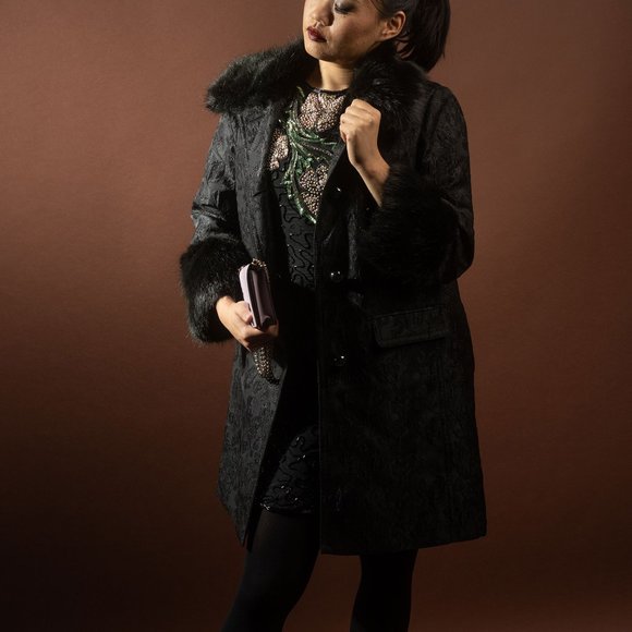 Kate Spade Metallic Jacquard Coat - Size 4 - Picture 3 of 9